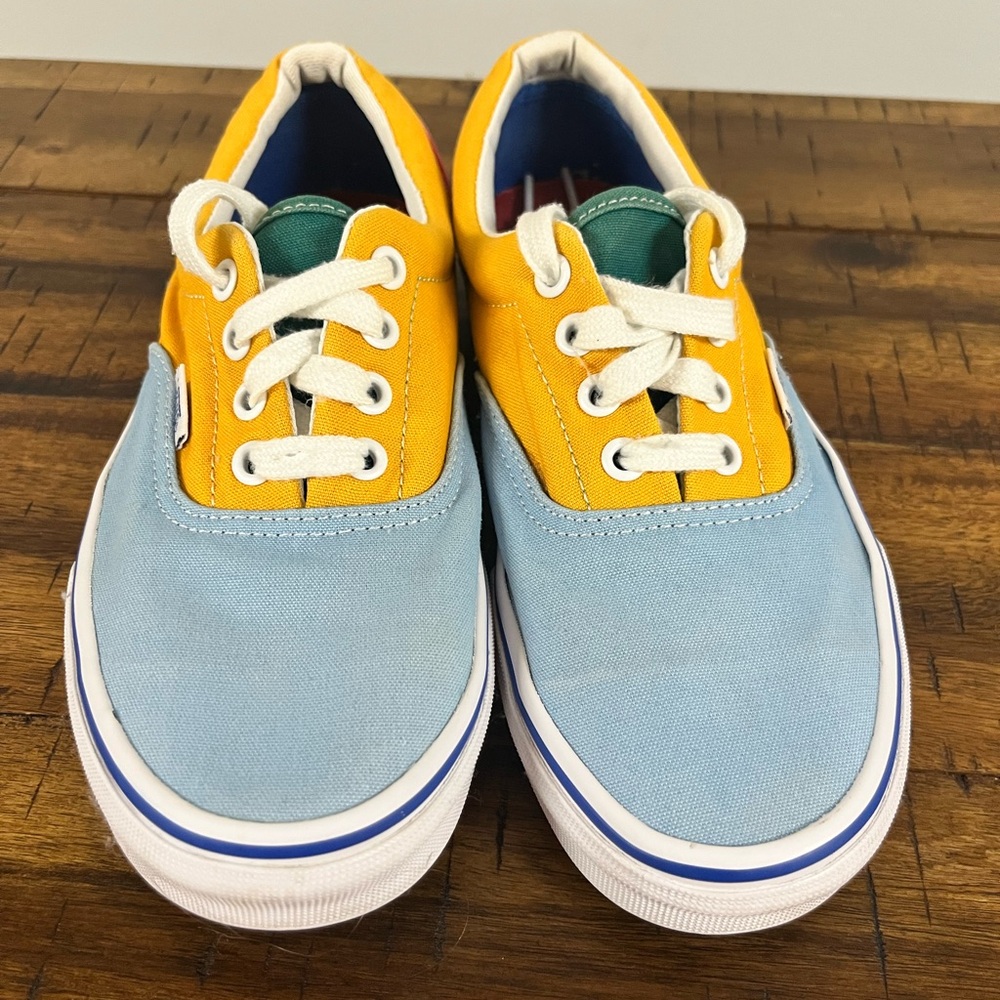 Vans Blue, Yellow, Pink Canvas Sneakers